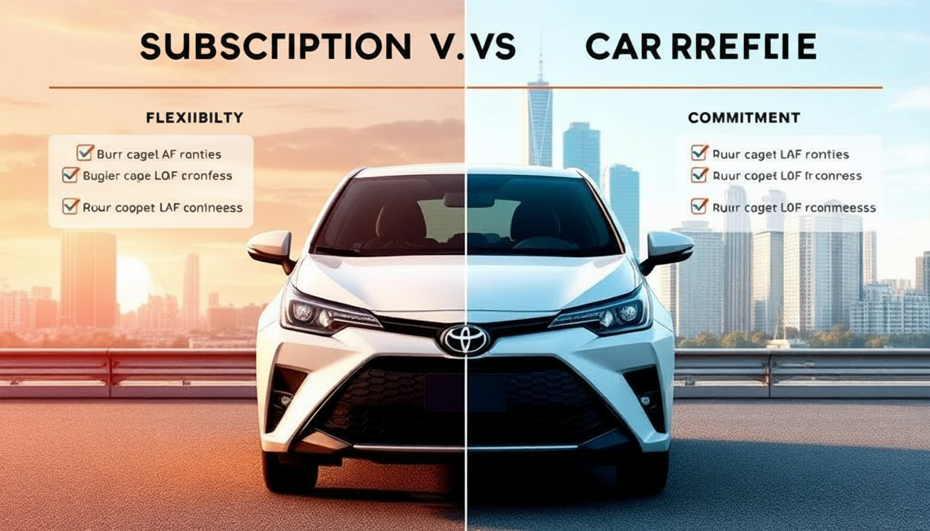 Car subscription vs car rental Melbourne comparison showing Toyota hybrid with cost breakdown
