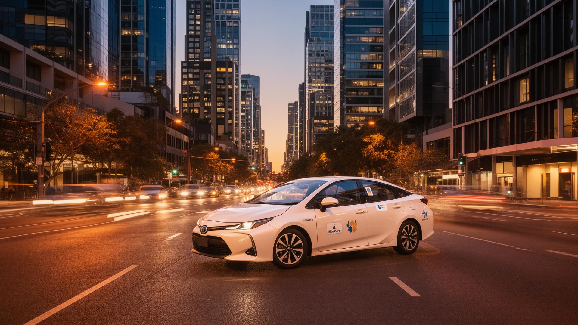 DiDi car rental Melbourne - hybrid vehicle on Melbourne city street