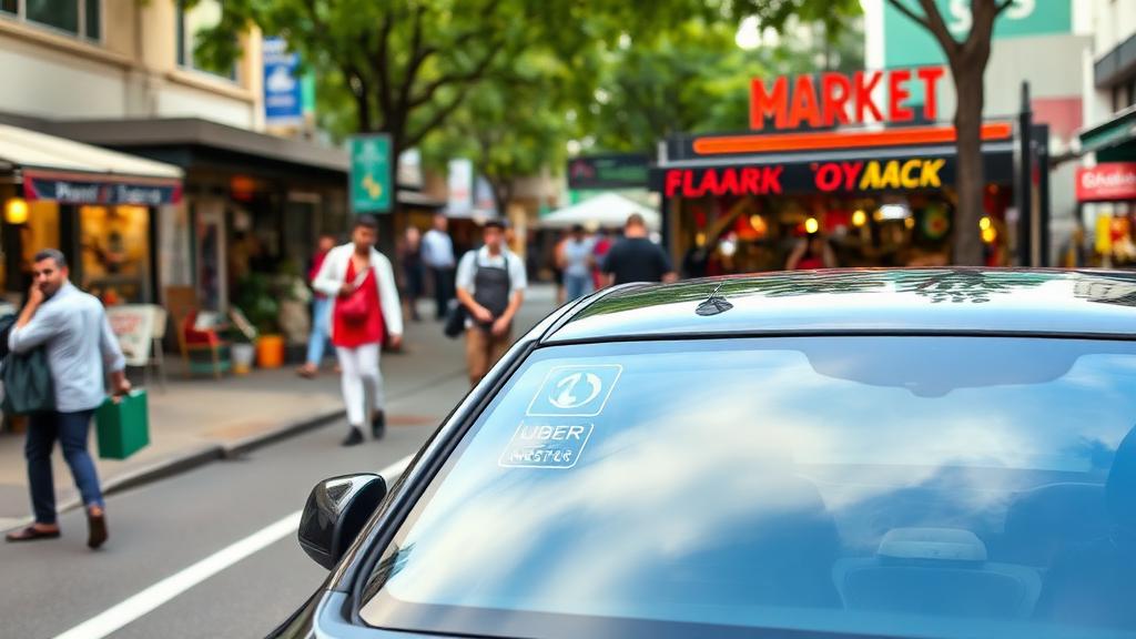 Uber rideshare car near Dandenong Market in Melbourne's south-east