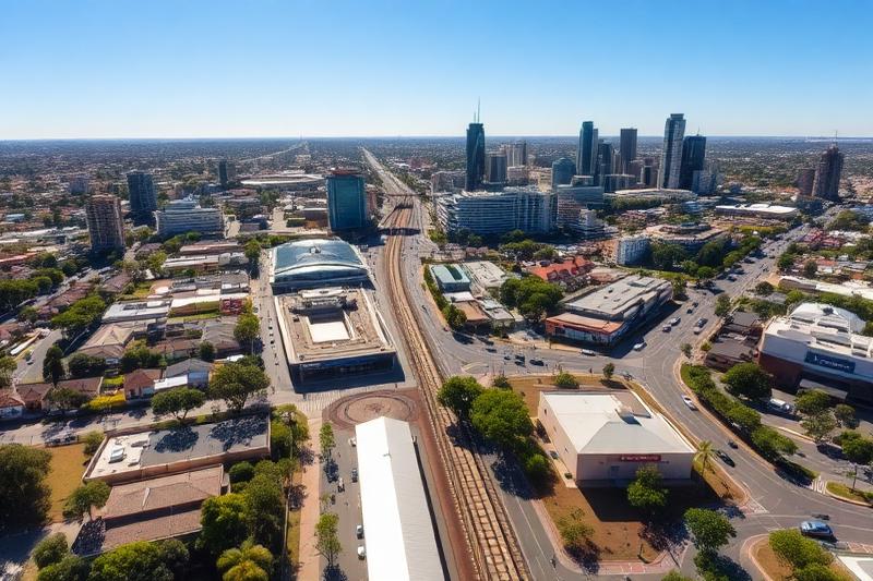 Uber driver guide for Sunshine suburb Melbourne showing aerial view of station and shopping area